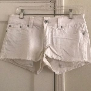 White denim short shorts